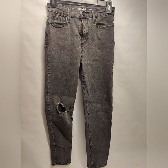 Denizen from Levi's - Black Denim Distressed Mom Jeans - Women's Size 0 - Picture 1 of 3